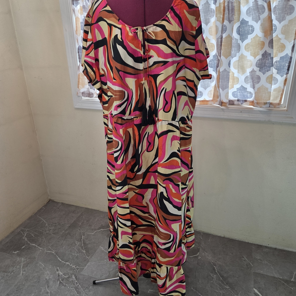 NWT Vibrant Gypsie Blu Abstract Dress Size 2X.